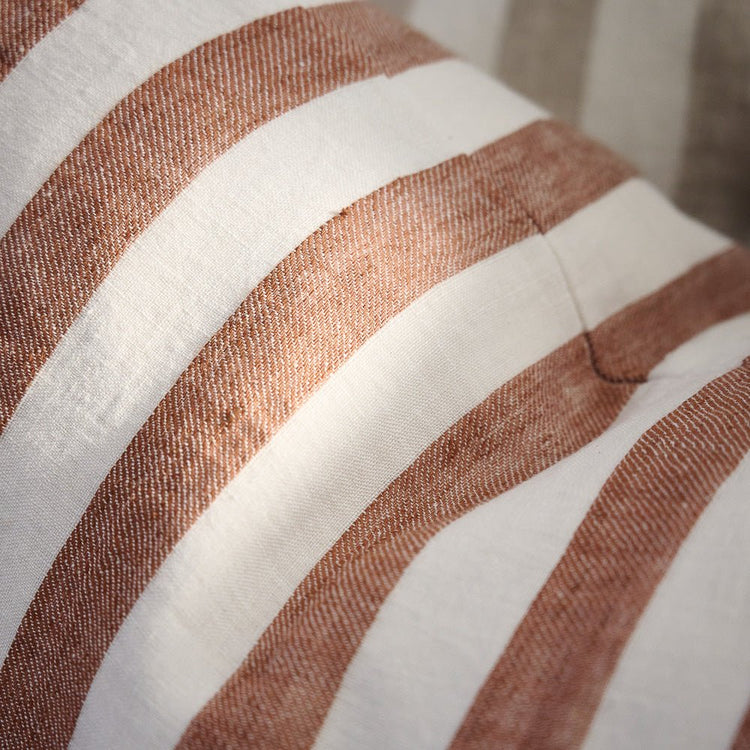Santi Linen Cushion - Off White/Nutmeg Stripe