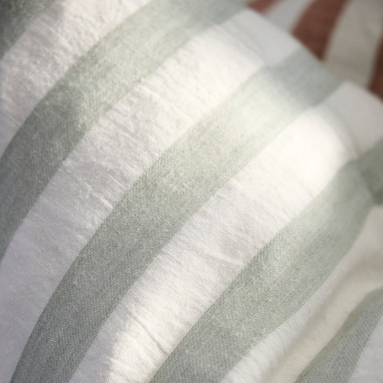 Santi Linen Cushion - Off White/Pistachio Stripe