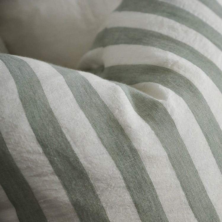 Santi Linen Cushion - Off White/Pistachio Stripe