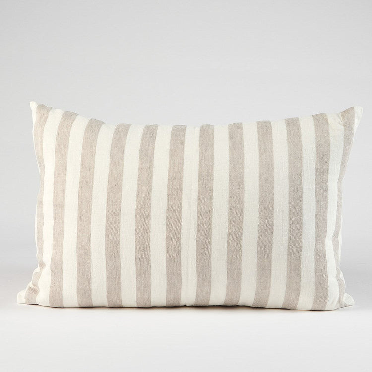 Santi Linen Cushion - Off White/Natural Stripe