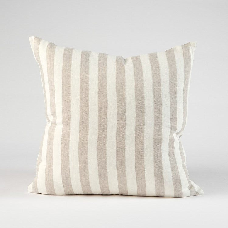 Santi Linen Cushion - Off White/Natural Stripe