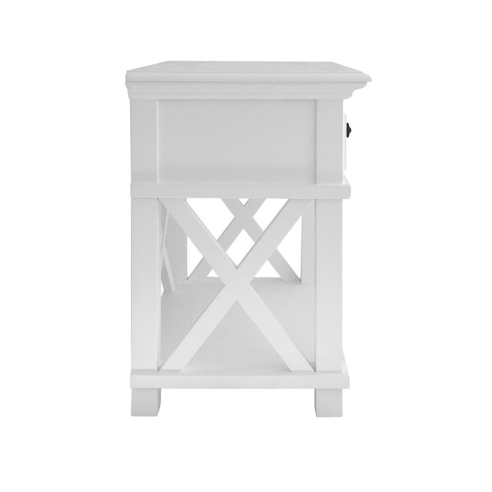 Sorrento Hamptons Bedside Table With Drawer - White