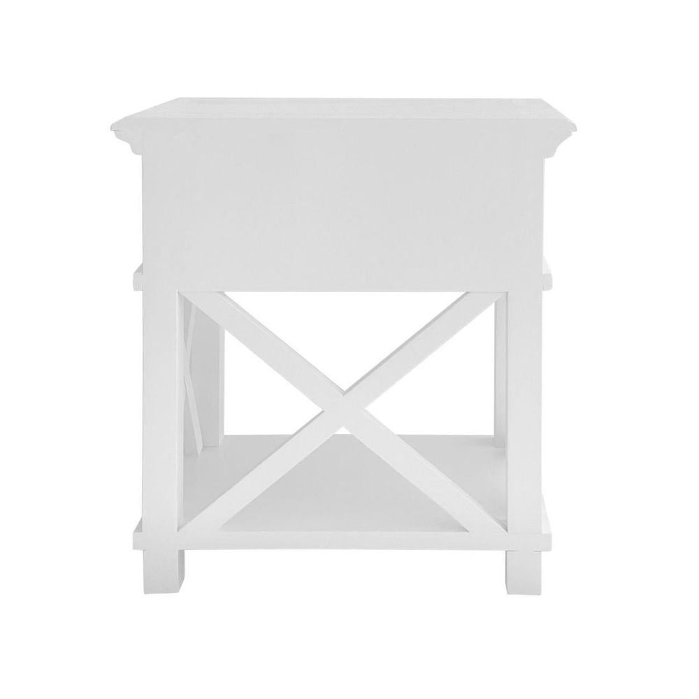 Sorrento Hamptons Bedside Table With Drawer - White