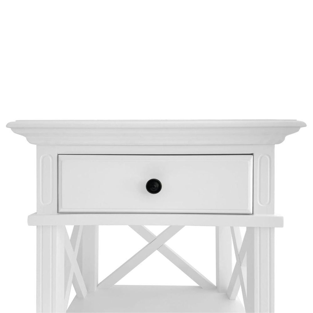 Sorrento Hamptons Bedside Table With Drawer - White