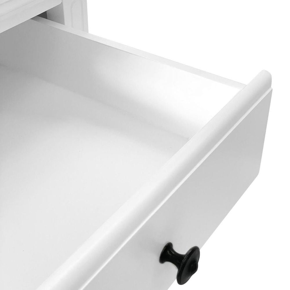 Sorrento Hamptons Bedside Table With Drawer - White