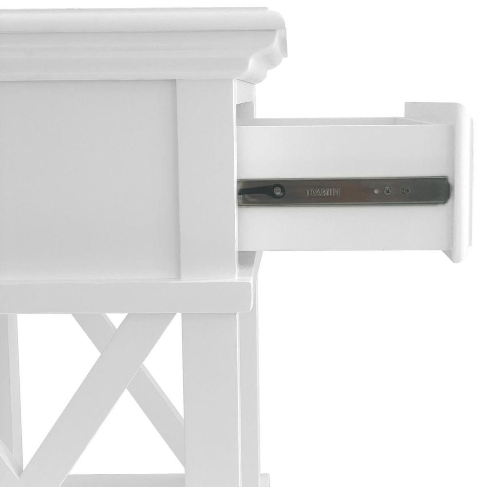 Sorrento Hamptons Bedside Table With Drawer - White