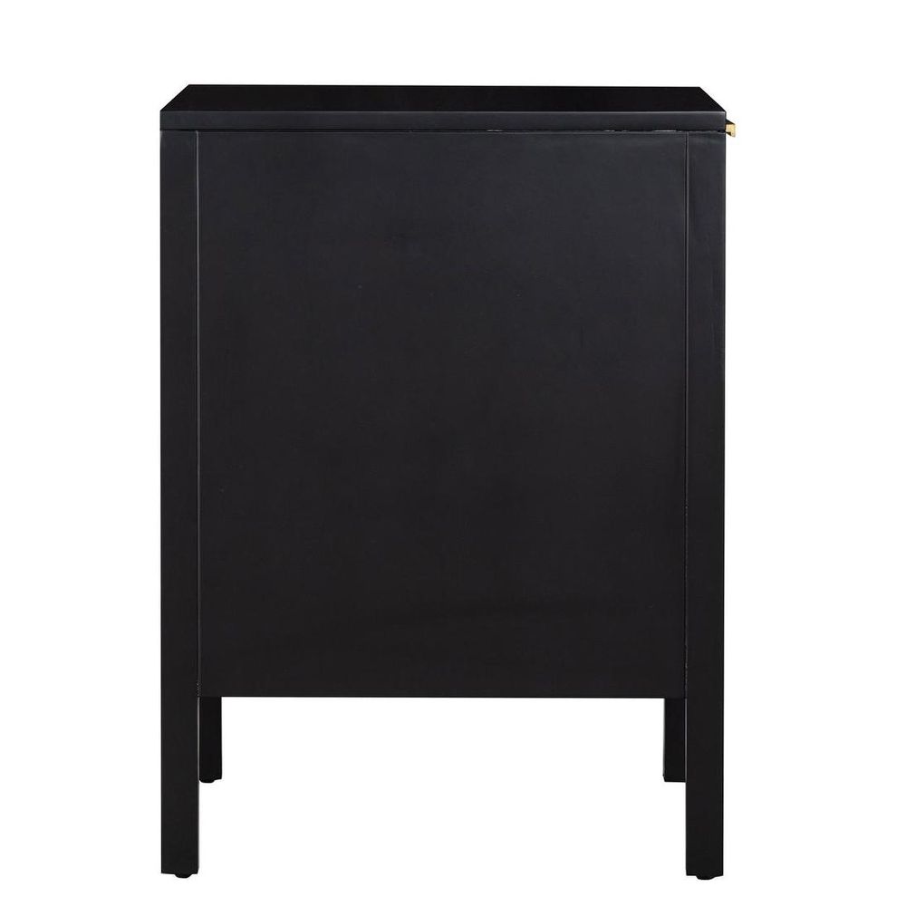 Santorini Hamptons Timber/Rattan Bedside Table - Black