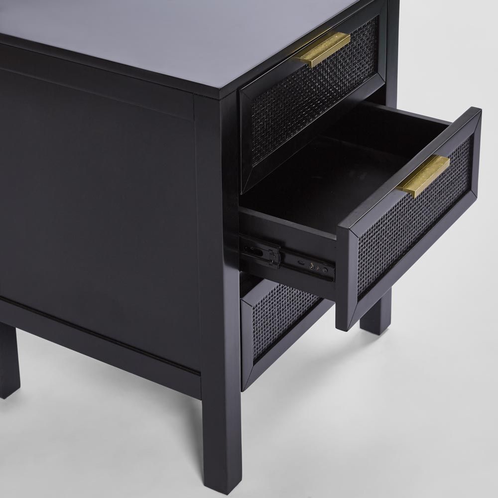 Santorini Bedside 3 Drawers - Black