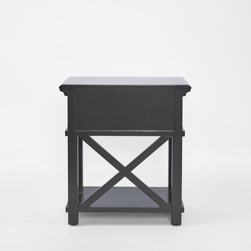 Sorrento Hamptons Bedside Table With Drawer - Black