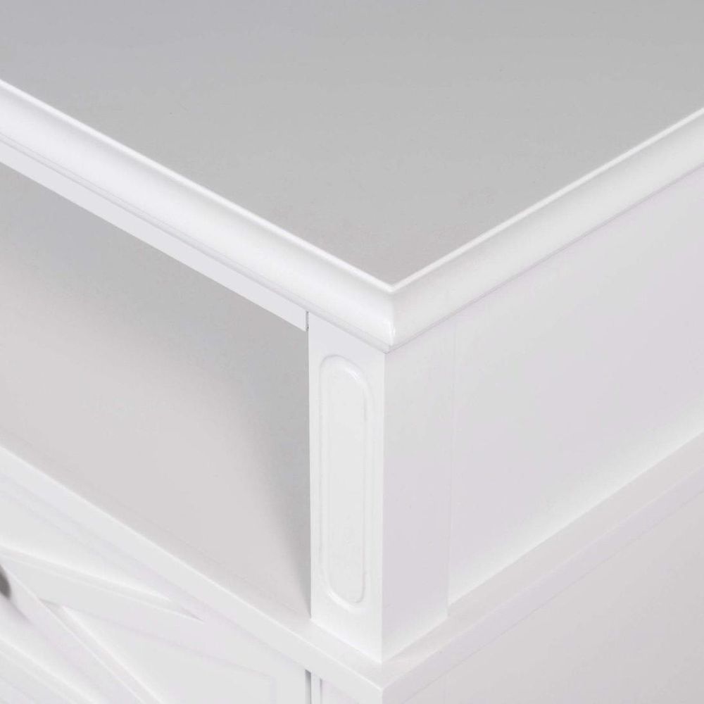Sorrento Hamptons Medium 2 Drawer Bedside Table - White
