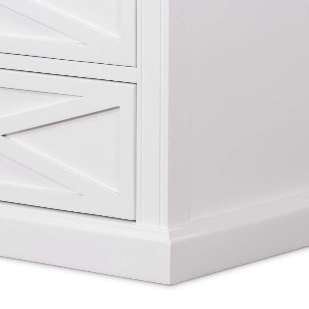 Sorrento Hamptons Medium 2 Drawer Bedside Table - White