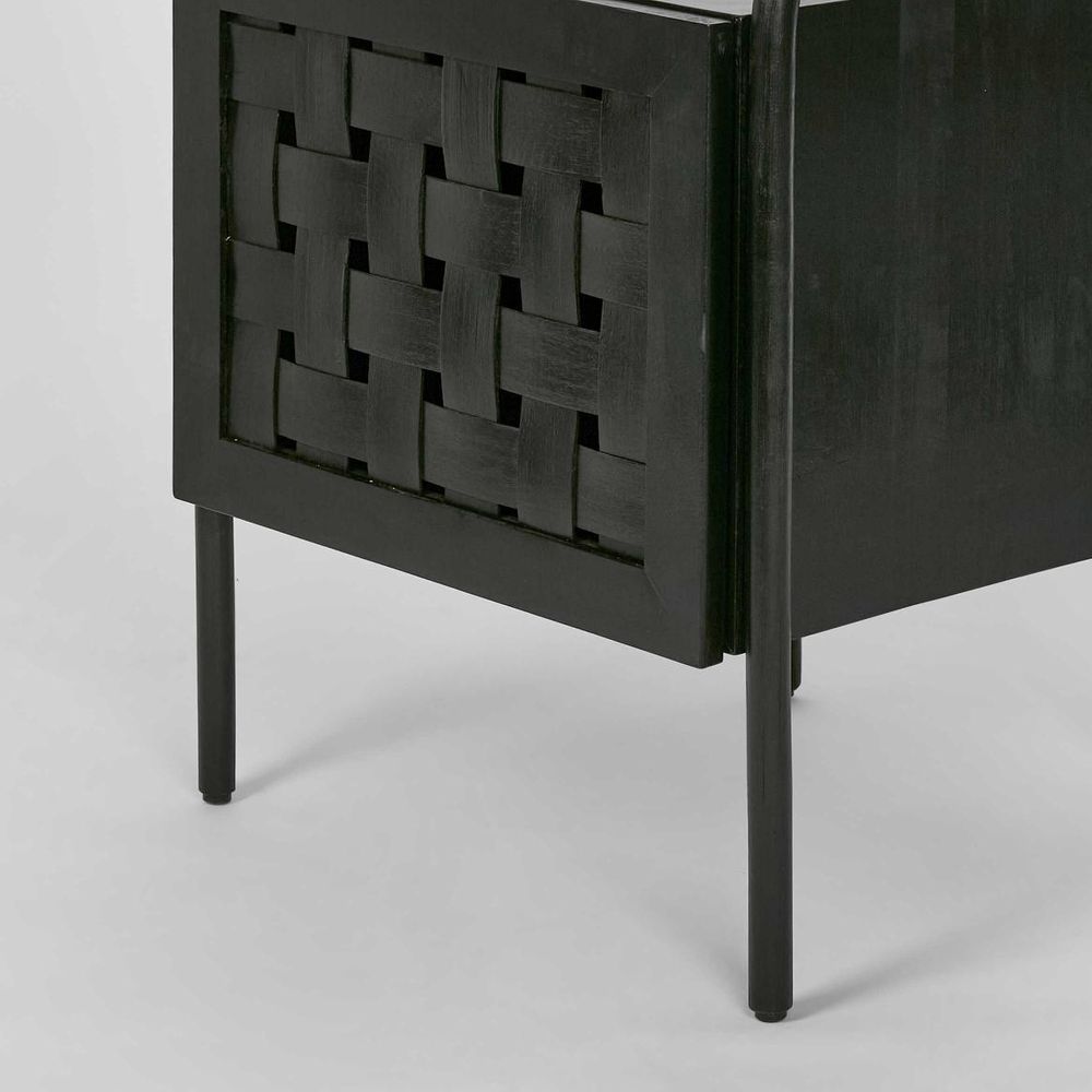 Weave Bedside Table - Black