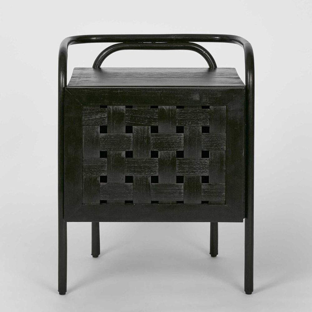 Weave Bedside Table - Black