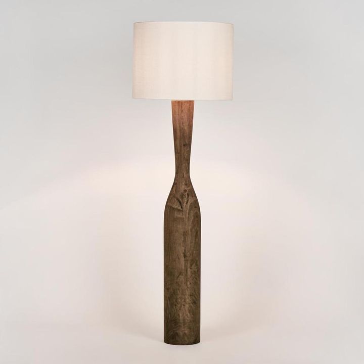 Callum Floor Lamp - Timber / White Shade