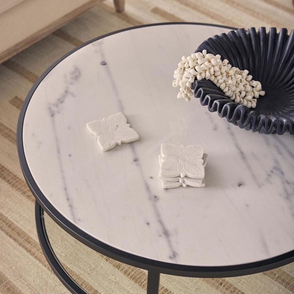Palladium Marble & Glass Coffee Table - Black